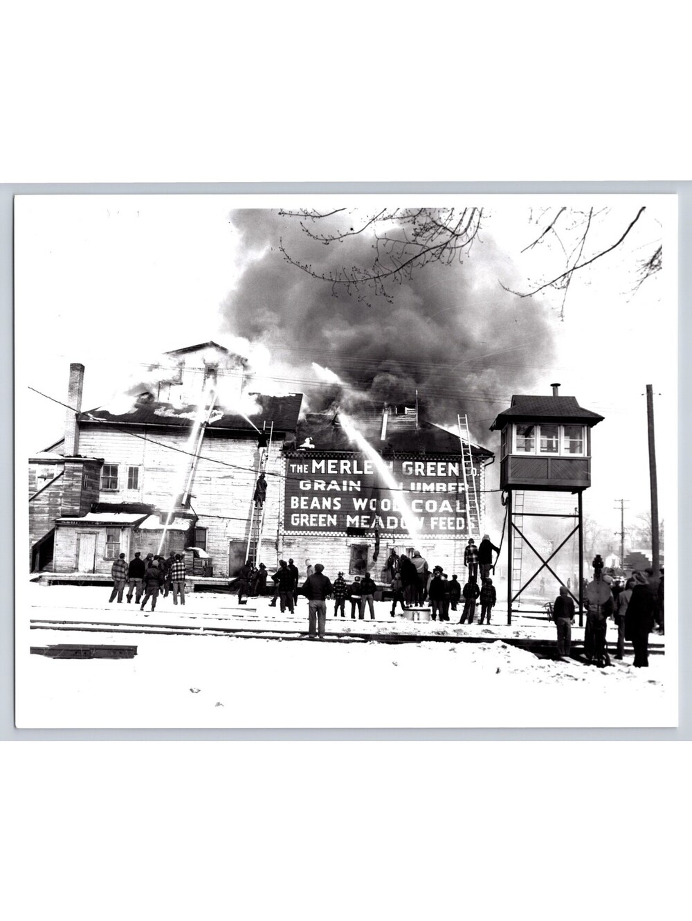 Houghten Lumber And Grain Co St Johns Fire MI Photo Reprint Firefighting Pic